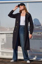 5853 Kruvaze Yaka Trençkot - Siyah - Görsel 3