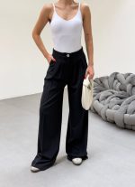 230 Gr Poly Viscose Full Lycra Pi̇leli̇ Palazzo Pantolon - Görsel 3