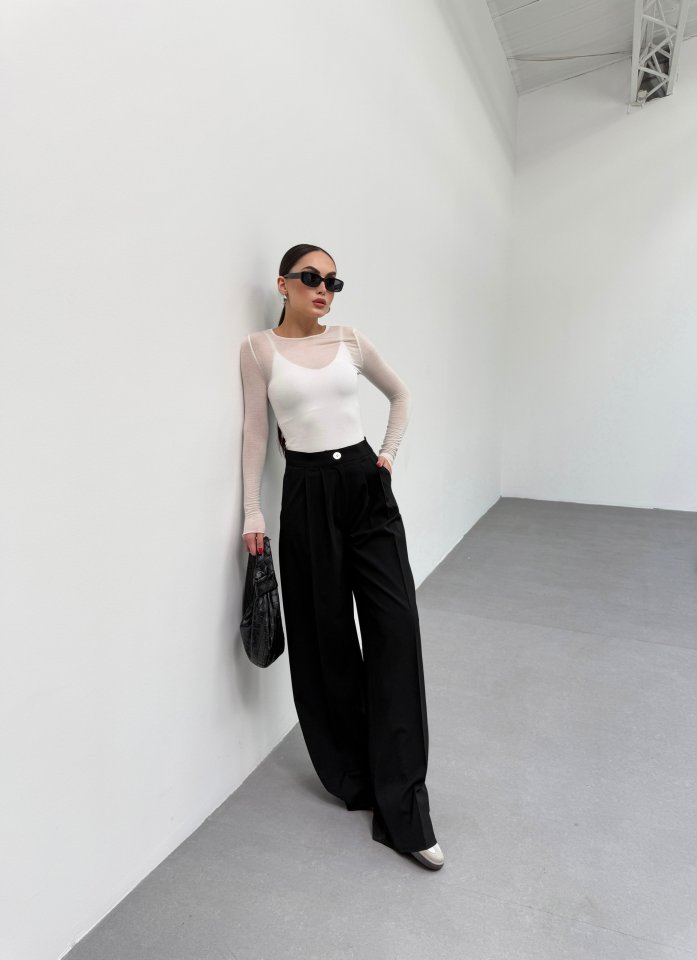 BL67ce3ec078e7067ce3ec078e71 230 Gr Poly Viscose Full Lycra Pi̇leli̇ Palazzo Pantolon - Görsel 1