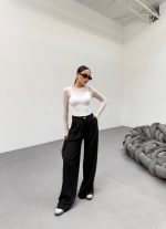 230 Gr Poly Viscose Full Lycra Pi̇leli̇ Palazzo Pantolon - Görsel 3