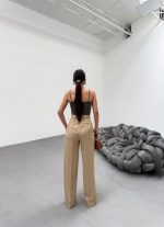 Trio Arka Bel Lasti̇k Detayli Palazzo Pantolon - Görsel 2