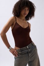 Önü Büzgülü Askılı Bodysuit - Görsel 3