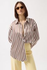 Çizgili Saten Gömlek - Görsel 3