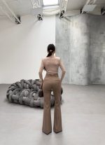 230 Gr Poly Viscose Full Lycra İspanyol Paça Pantolon - Görsel 2