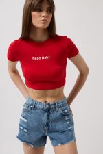 Nepo Baskılı Crop T-Shirt