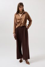 Bel Büzgülü Crop Saten Gömlek - Görsel 3