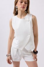 Yandan Düğmeli Dokuma Yelek - Görsel 3