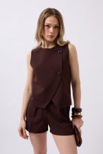 Yandan Düğmeli Dokuma Yelek - Görsel 3