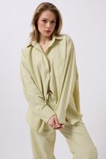 Çizgili Cep Detay Gömlek