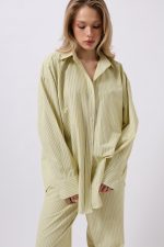 Çizgili Cep Detay Gömlek - Görsel 3