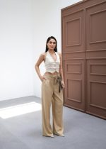 Beli̇ Lasti̇k Ve Bağcikli Geni̇ş Paça Pantolon - Görsel 3