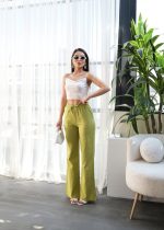 Beli̇ Lasti̇kli̇ Ve Bağcikli Keten Pantolon