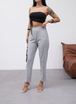 Dekorati̇f Düğmeli̇ Arka Bel Lasti̇kli̇ Pantolon - Görsel 3