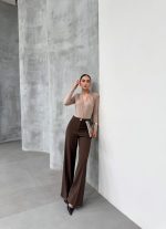 Yüksek Bel Straight Fit Palazzo Pantolon