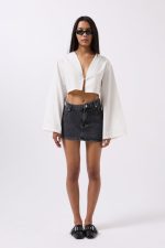 Asimetrik Bel Denim Mini Etek - Görsel 2