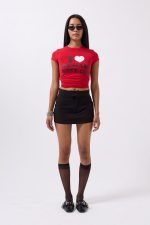 Nakış Detay Baskılı Crop T-Shirt - Görsel 2