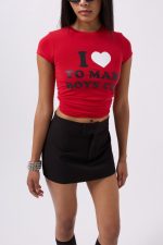 Nakış Detay Baskılı Crop T-Shirt - Görsel 3