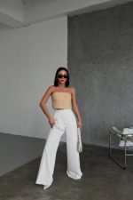 Üç Düğme Detayli Palazzo Pantolon - Görsel 3