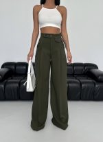 Üç Düğme Detayli Palazzo Pantolon - Görsel 3