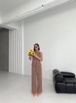 Ti̇na Asi̇metri̇k Keten Yelek Pantolon Takim