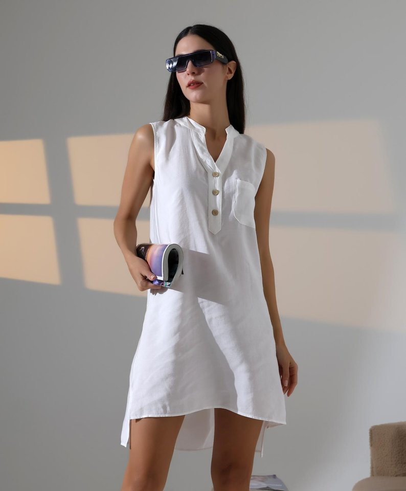 Hg680759b485c1d680759b485c20 Düğme Detaylı Mini Elbise - Görsel 1