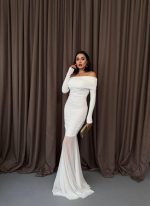 Tül Detaylı Straplez Elbise