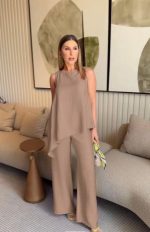 Asimetrik Bluz - Pantolon İkili Takım