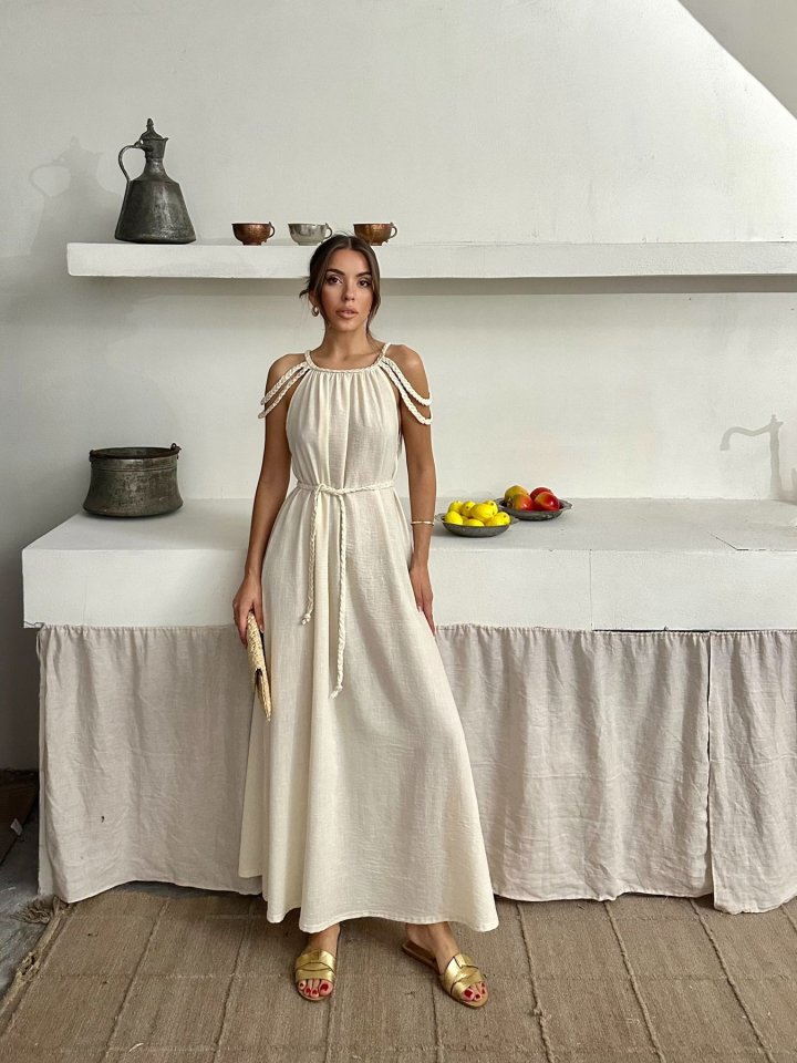 Hg6830fe21a321a6830fe21a321d KETEN ELBİSE - Görsel 1