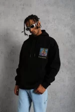 Erkek Patel Six Baskılı Kapüşonlu Sweat - Siyah - Görsel 2