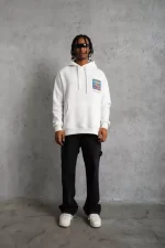 Erkek Patel Six Baskılı Kapüşonlu Sweat - Beyaz - Görsel 3