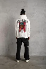 Erkek SCHOOL BOY Baskılı Kapüşonlu Sweat - Beyaz - Görsel 3