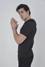 Erkek Kapşonlu Slim Fit T-shirt - Siyah - Görsel 2