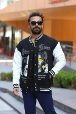 Erkek Oversize Kolej Ceket - Siyah - Görsel 3