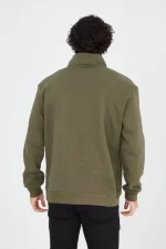 Erkek Yarım Fermuarlı Baskılı Sweat - Yeşil - Görsel 3
