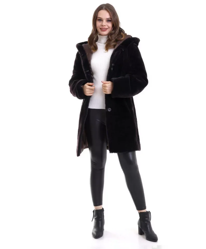 TY65d51f734e44e65d51f734e450 Reks Kapüşonlu Kaban - Siyah - Görsel 1