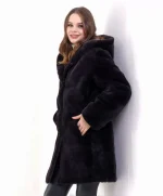 Reks Kapüşonlu Kaban - Siyah - Görsel 2