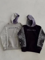 Baskılı Kapüşonlu Sweatshirt - Gri - Görsel 2