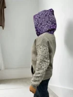 Baskılı Kapüşonlu Sweatshirt - Gri - Görsel 3