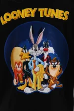 Unisex Baskılı Oversize T-Shirt - Siyah - Görsel 3