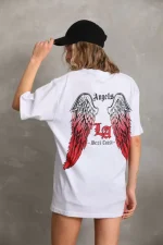 Unisex Baskılı Oversize T-Shirt - Beyaz - Görsel 2