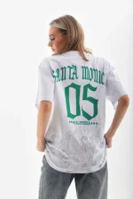 Unisex Baskılı Oversize T-Shirt - Beyaz - Görsel 2