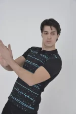 Erkek Yakalı Slim Fit Pike Çizgili T-Shirt - Siyah - Görsel 3