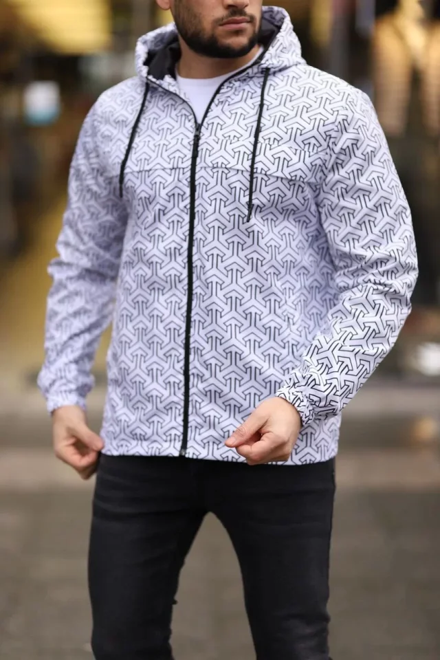 TY65f4bb718895465f4bb7188956 Unisex Kapüşonlu İçi Astarlı Yağmurluk - Beyaz - Görsel 1