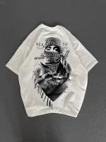 Unisex Baskılı Oversize T-Shirt - Beyaz - Görsel 3