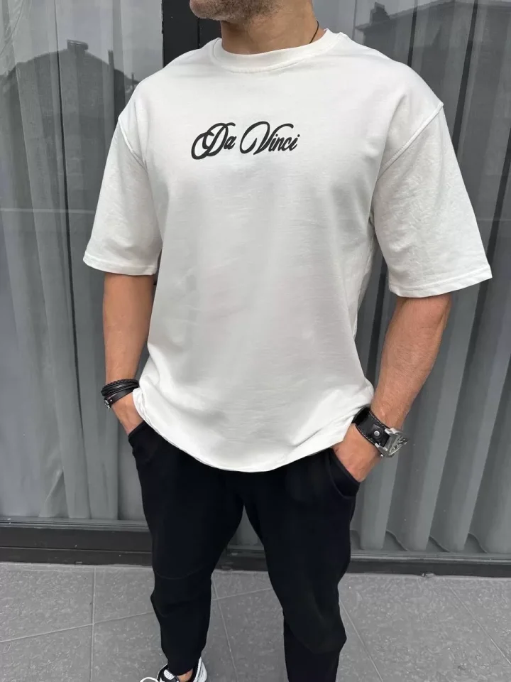 TY65f8afe896eab65f8afe896ead Unisex Baskılı Oversize T-Shirt - Beyaz - Görsel 1