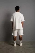 Erkek Alev Baskılı İkili Şortlu Takım - Beyaz - Görsel 2