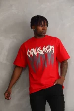 Unisex Baskılı Oversize T-Shirt - Kırmızı - Görsel 3