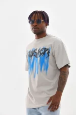 Unisex Baskılı Oversize T-Shirt - Gri - Görsel 3