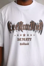 Unisex Baskılı Oversize T-Shirt - Beyaz - Görsel 3