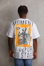 Unisex Baskılı Oversize T-Shirt - Beyaz - Görsel 2